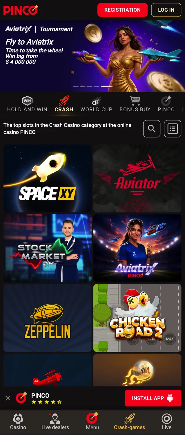 Crash Games categories