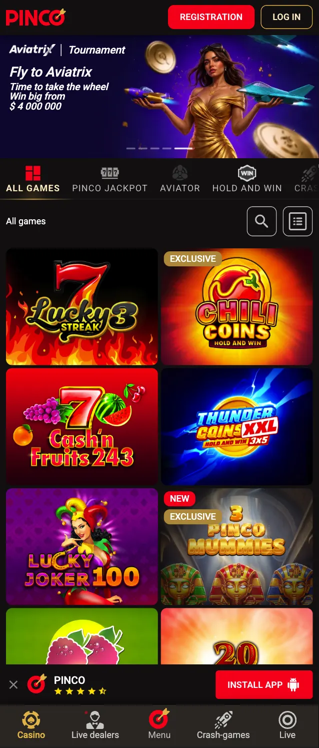 Game lobby interface
