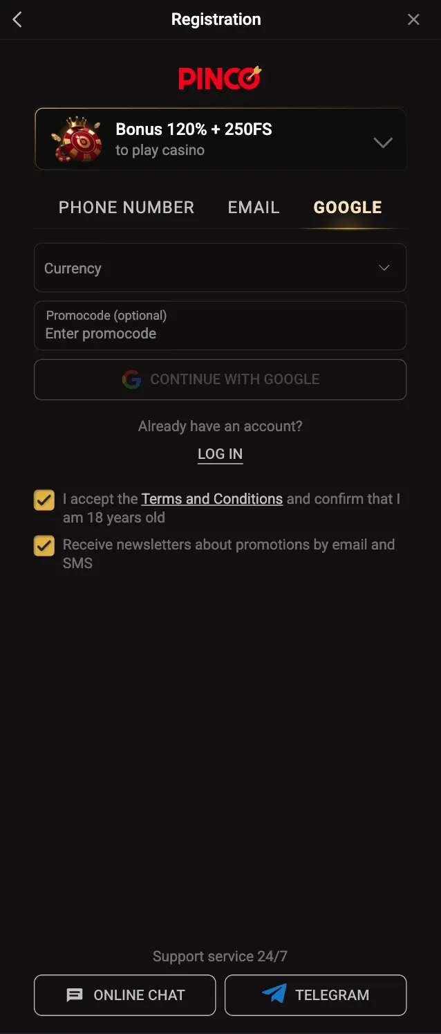 Registration personal information step